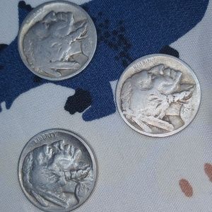 Three Vintage Buffalo Nickels